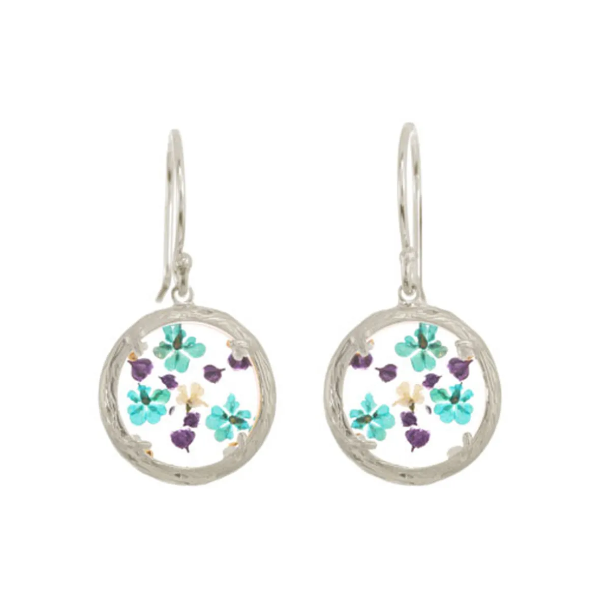 Tomfoolery Silver Mini Floral Drop Earrings in Wisdom Online