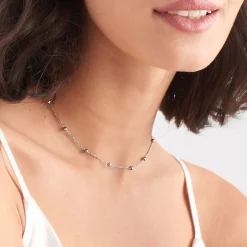 Tomfoolery Silver Modern Beaded Necklace Clearance