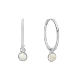 Tomfoolery Silver Moonstone Drop Hoop Earrings Discount