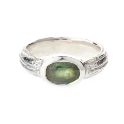 Tomfoolery Silver Oak D Band with Green Sapphire Clearance