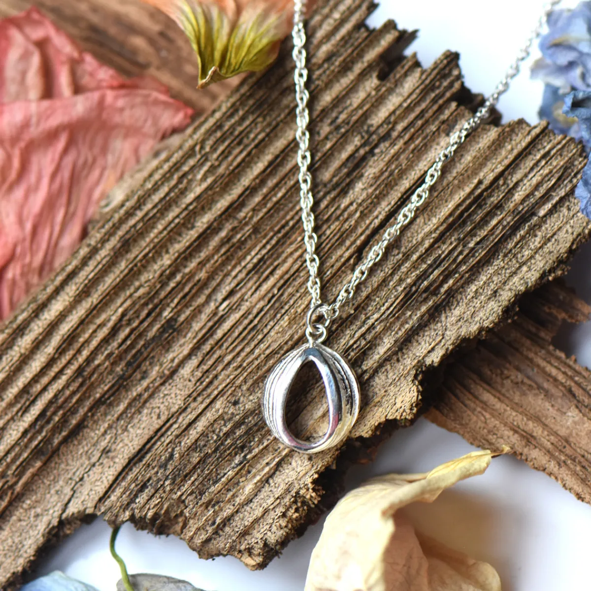 Tomfoolery Silver Oak Pear Shaped Pendant Fashion