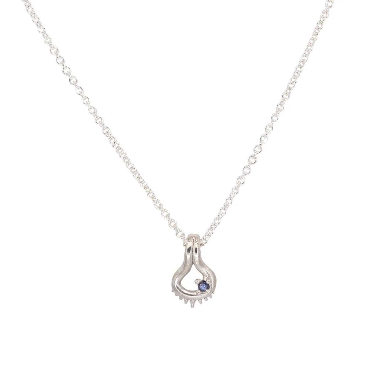 Tomfoolery Silver Ocean Necklace with Blue Sapphire New
