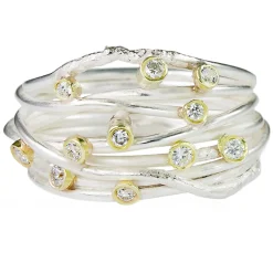 Tomfoolery Silver Open Wrap Ring with Diamonds Outlet