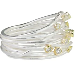 Tomfoolery Silver Open Wrap Ring with Diamonds Outlet