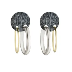Tomfoolery Silver, Oxidised Silver and Gold Hoops Outlet