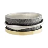 Tomfoolery Silver, Oxidised Silver and Gold Curve Spinning Ring 1 Outlet