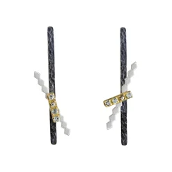 Tomfoolery Silver, Oxidised Silver, Gold & Diamond Earrings Online