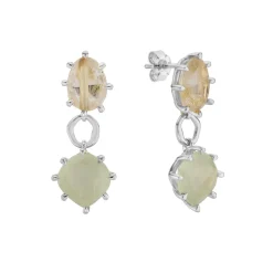 Tomfoolery Silver Pebble Duo Gemstone Drop Earrings Outlet