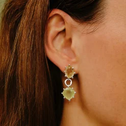 Tomfoolery Silver Pebble Duo Gemstone Drop Earrings Outlet