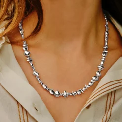 Tomfoolery Silver Pebble Full Necklace Sale