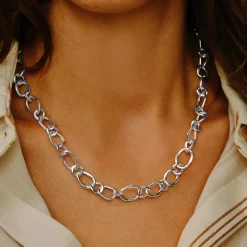 Tomfoolery Silver Pebble Organic Chain Sale