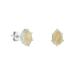 Tomfoolery Silver Pebble Oval Prehnite Studs Sale
