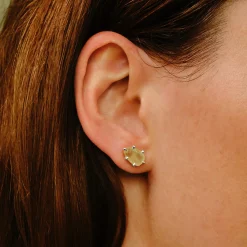 Tomfoolery Silver Pebble Oval Prehnite Studs Sale