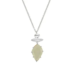 Tomfoolery Silver Pebble Prehnite Balance Pendant Outlet