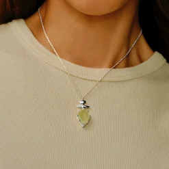 Tomfoolery Silver Pebble Prehnite Balance Pendant Outlet
