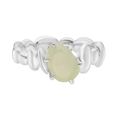 Tomfoolery Silver Pebble Prehnite Balance Ring Hot