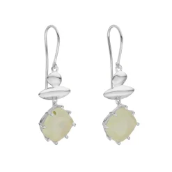 Tomfoolery Silver Pebble Prehnite Balance Drop Earrings Hot