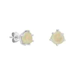 Tomfoolery Silver Pebble Round Prehnite Studs Fashion