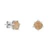 Tomfoolery Silver Pebble Round Rutilated Quartz Studs Sale