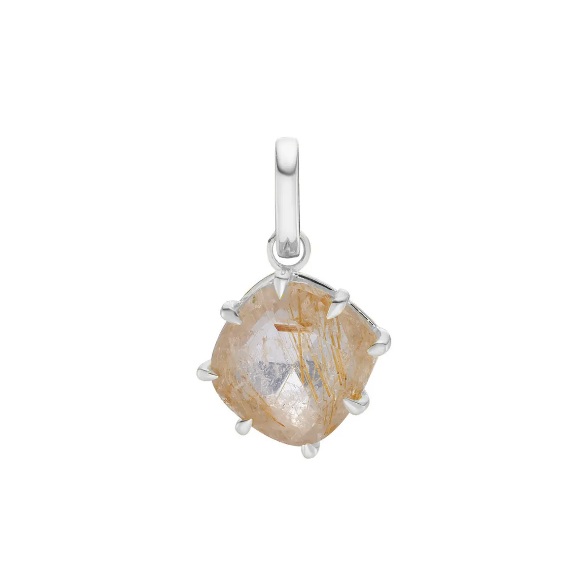 Tomfoolery Silver Pebble Round Rutilated Quartz Charm Best