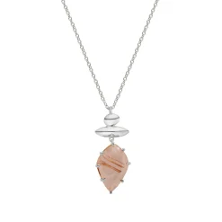 Tomfoolery Silver Pebble Rutilated Quartz Balance Pendant Fashion