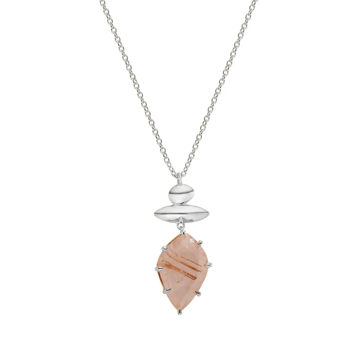 Tomfoolery Silver Pebble Rutilated Quartz Balance Pendant Fashion