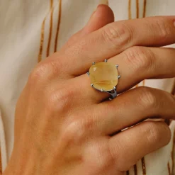 Tomfoolery Silver Pebble Rutilated Quartz Ring Best