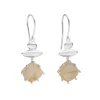 Tomfoolery Silver Pebble Rutilated Quartz Balance Drop Earrings Discount