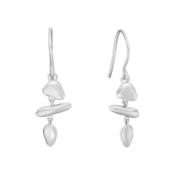 Tomfoolery Silver Pebble Trio Drop Earrings Fashion