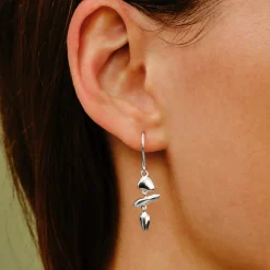 Tomfoolery Silver Pebble Trio Drop Earrings Fashion