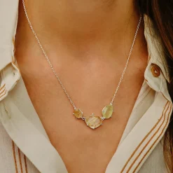 Tomfoolery Silver Pebble Trio Gemstone Necklace Outlet