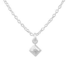 Tomfoolery Silver Petite Square Gem Pendant Clearance