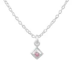 Tomfoolery Silver Petite Square Gem Pendant Clearance