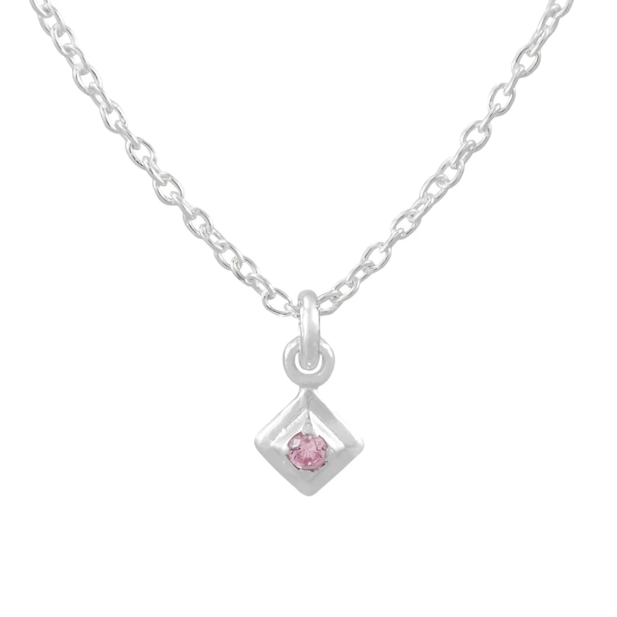 Tomfoolery Silver Petite Square Gem Pendant Clearance