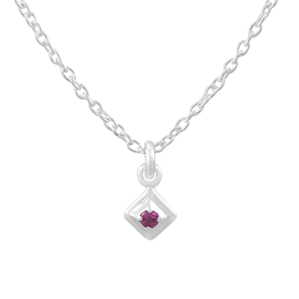 Tomfoolery Silver Petite Square Gem Pendant Clearance