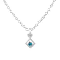 Tomfoolery Silver Petite Square Gem Pendant Clearance