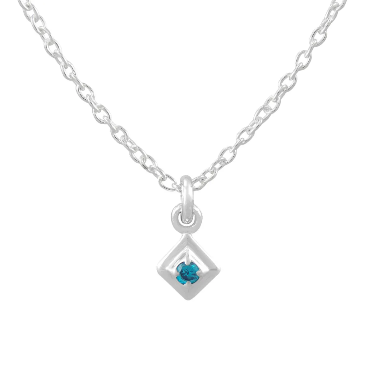 Tomfoolery Silver Petite Square Gem Pendant Clearance