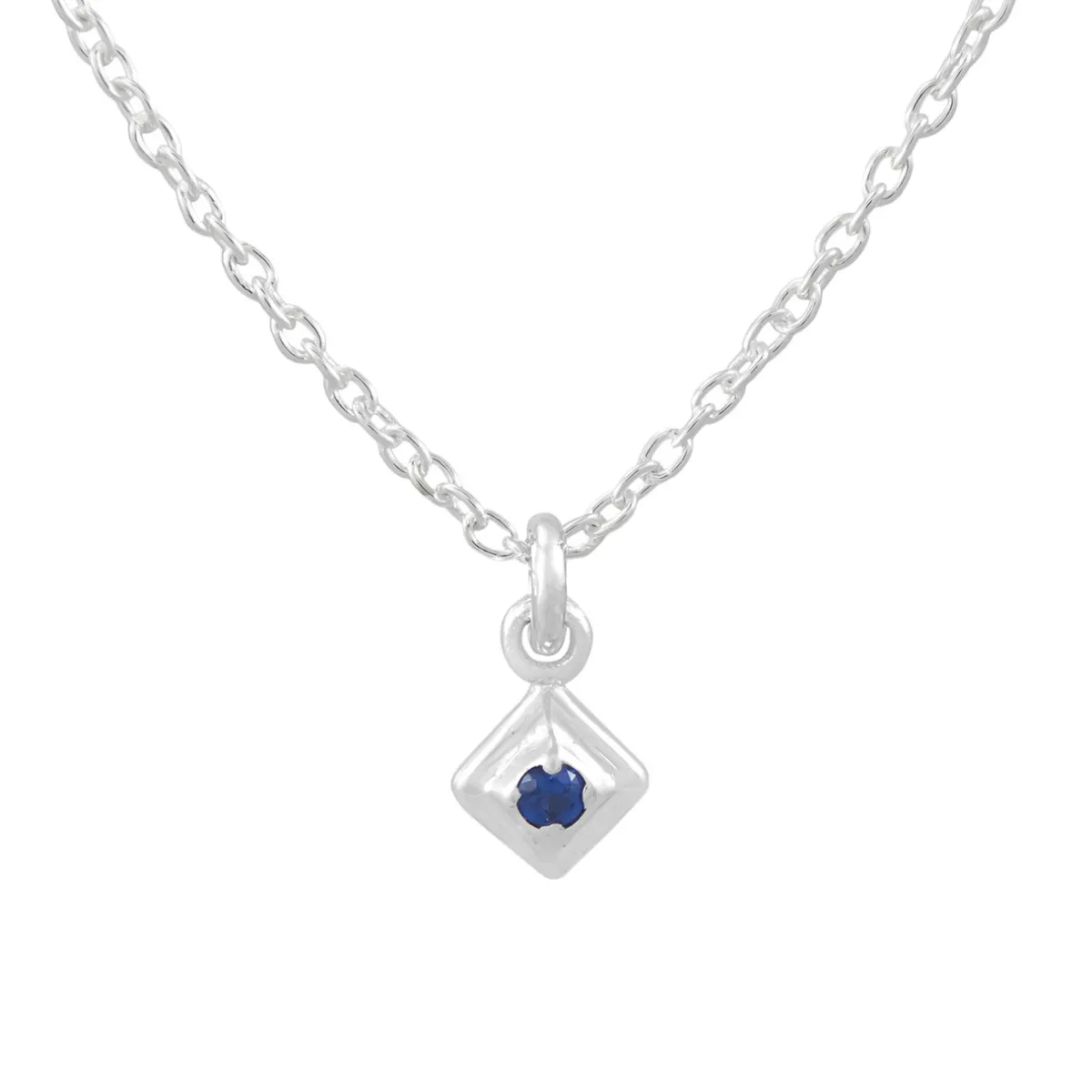 Tomfoolery Silver Petite Square Gem Pendant Clearance