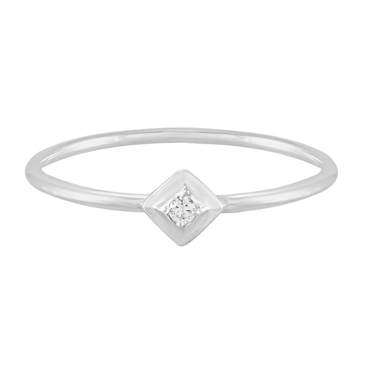 Tomfoolery Silver Petite Square Stacking Gem Ring Clearance
