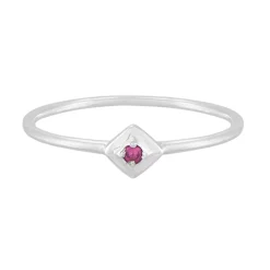 Tomfoolery Silver Petite Square Stacking Gem Ring Clearance