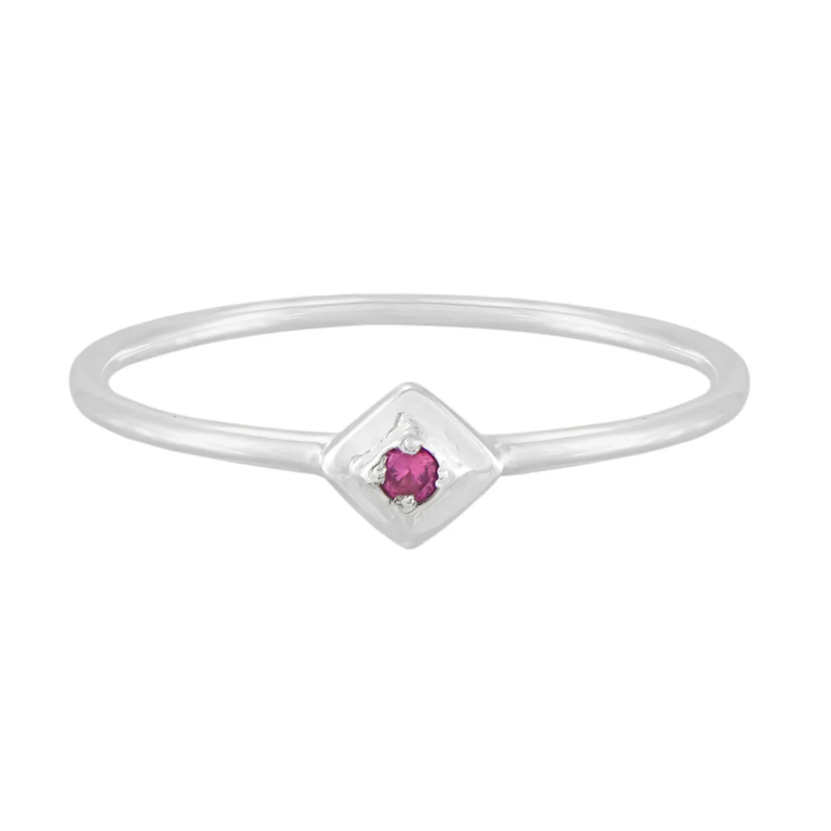 Tomfoolery Silver Petite Square Stacking Gem Ring Clearance