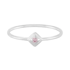 Tomfoolery Silver Petite Square Stacking Gem Ring Clearance