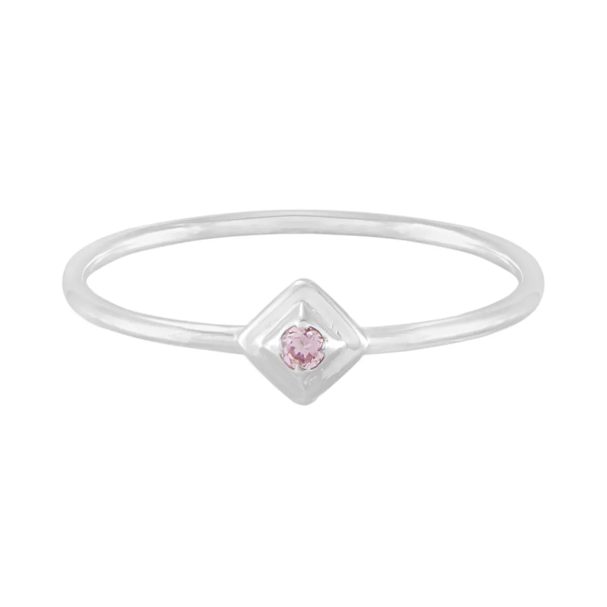 Tomfoolery Silver Petite Square Stacking Gem Ring Clearance