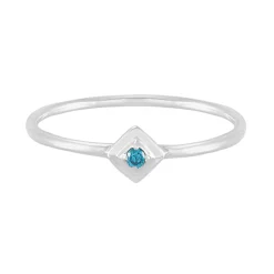 Tomfoolery Silver Petite Square Stacking Gem Ring Clearance