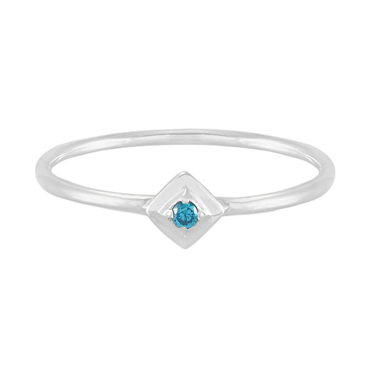 Tomfoolery Silver Petite Square Stacking Gem Ring Clearance