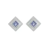 Tomfoolery Silver Princess cut Gemstone Studs Outlet
