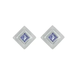 Tomfoolery Silver Princess cut Gemstone Studs Outlet