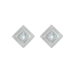 Tomfoolery Silver Princess cut Gemstone Studs Outlet