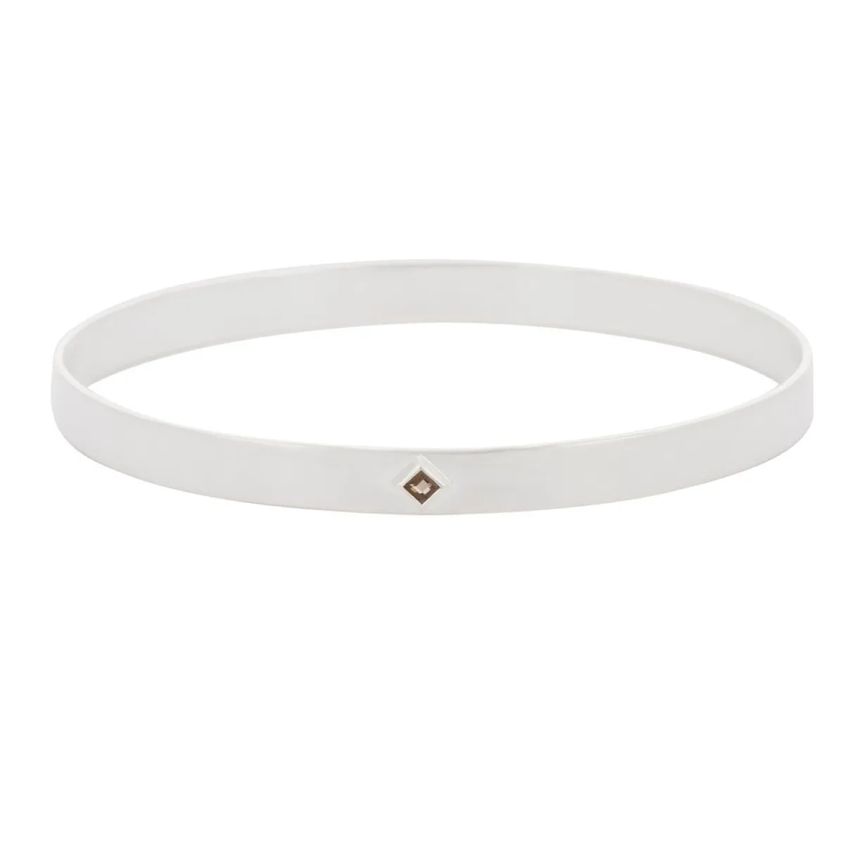 Tomfoolery Silver Princess Cut Smoky Quartz Gemstone Bangle Discount