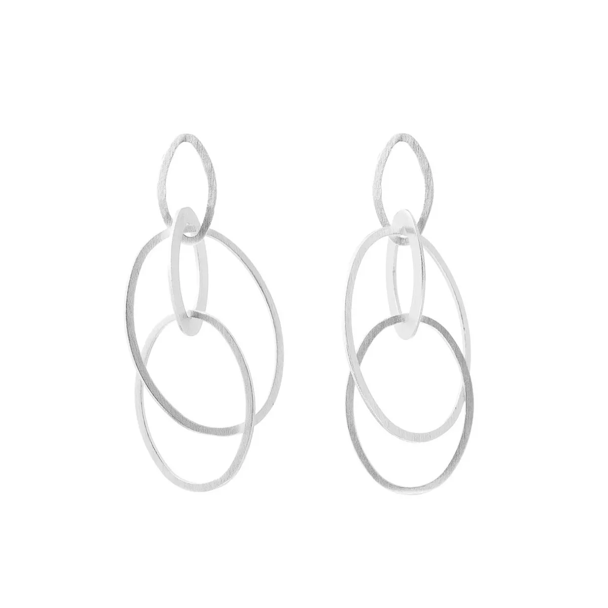 Tomfoolery Silver Quad Link Oval Drop Earrings Discount